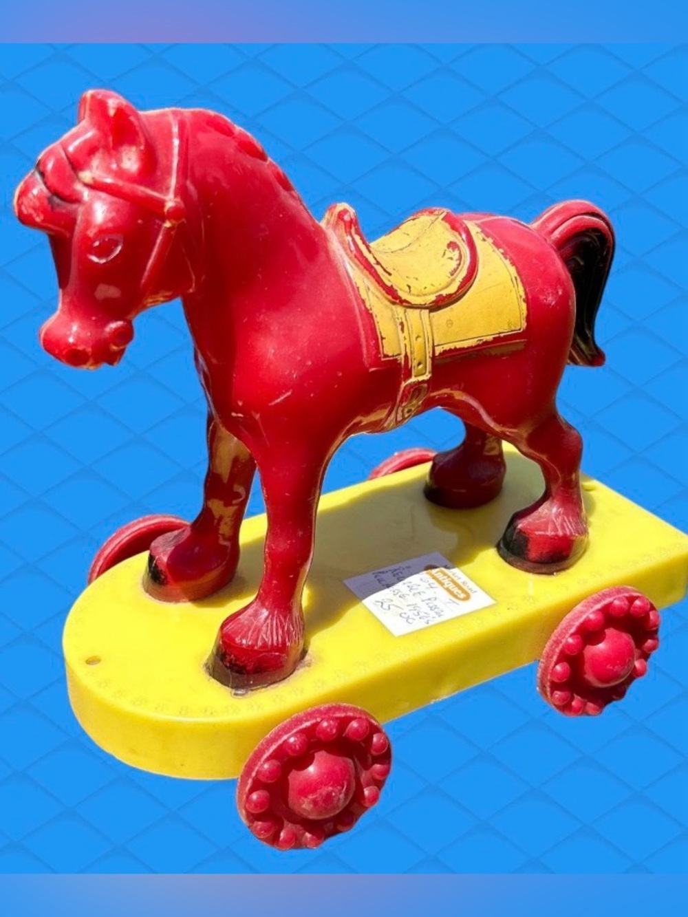 Vintage 70'S Plastic Horse Toy Horse on Wheels By Reliable Toys 9"